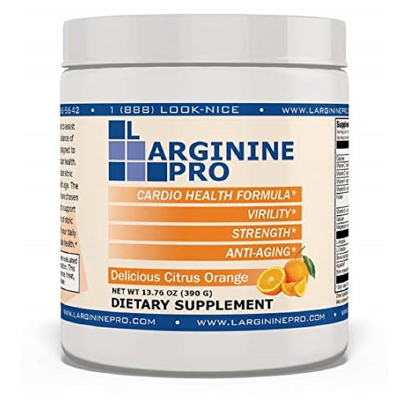 L-ARGININE PRO Powder Jars - 5500mg L-Arginine, 1100mg L-Citrulline Cardio Health, Citrus Orange, 1 Jar