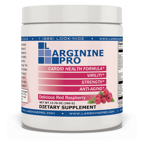 L-ARGININE PRO Powder Jars - 5500mg L-Arginine, 1100mg L-Citrulline Cardio Health (Raspberry, 1 Jar)