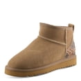 thumbnail image 1 of L'Artiste BRANDAI Shearling-Lined Ankle Boot – Embossed Leather & Suede Slip-On with Whipstitch Detail, 1 of 9