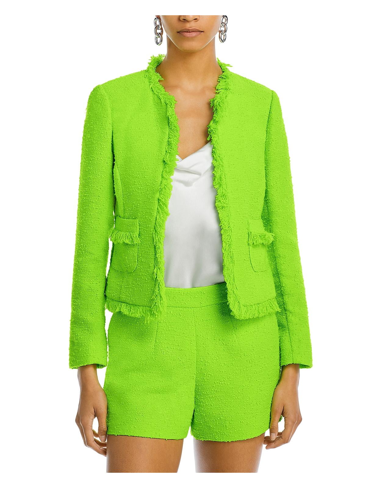 L'Agence Womens Angelina Tweed Cropped Open-Front Blazer - Walmart.com