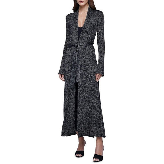 L'Agence Womens Marija Metallic Open Front Cardigan Sweater
