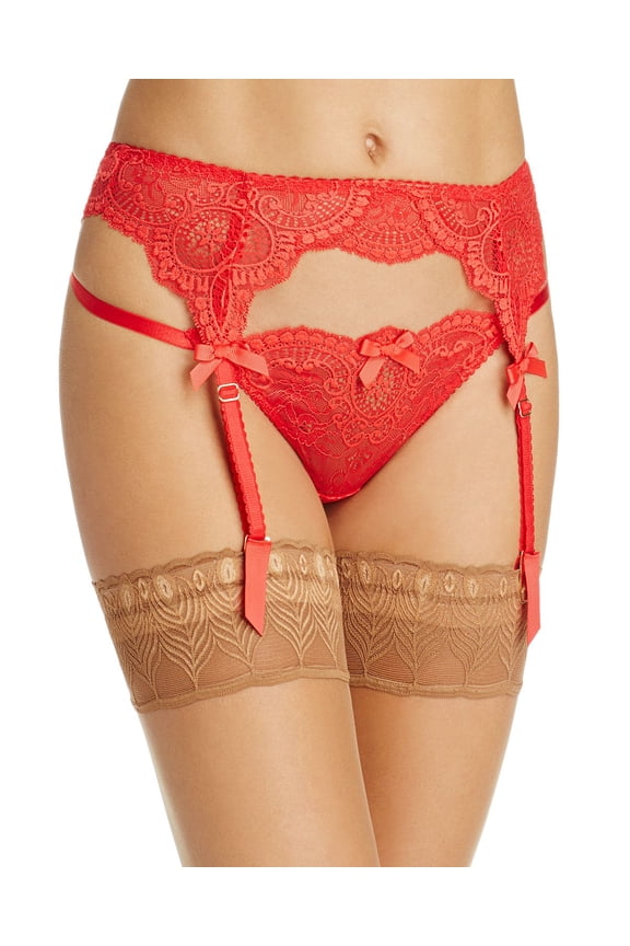 L'Agent by Agent Provocateur Vanessa Suspender Belt, Size Large, Red