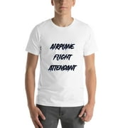 L Airplane Flight Attendant Slasher Style Short Sleeve Cotton T-Shirt By Undefined Gifts