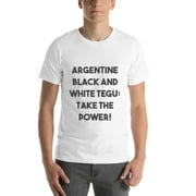 L Argentine Black And White Tegu: Take The Power! Bold T Shirt Short Sleeve Cotton T-Shirt By Undefined Gifts