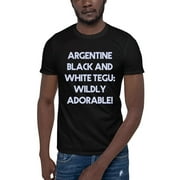 L Argentine Black And White Tegu: Wildly Adorable! Retro Style Short Sleeve Cotton T-Shirt By Undefined Gifts