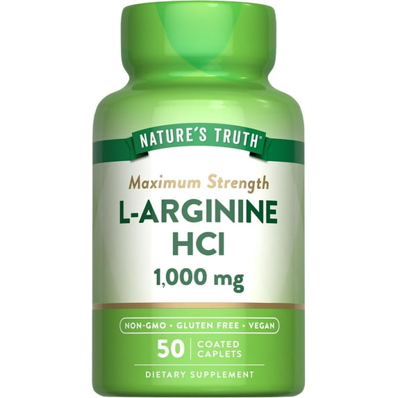 L Arginine 1000mg | 50 Caplets | Maximum Strength | Vegan, Non-GMO, Gluten Free Supplement | by Nature's Truth