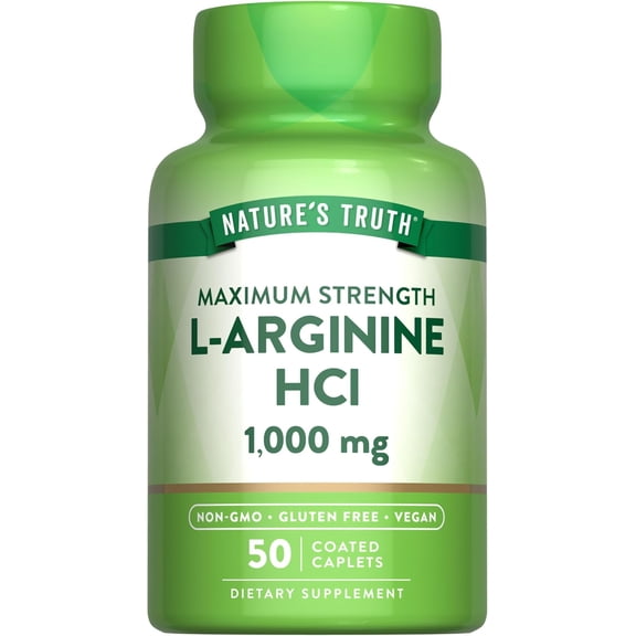 L Arginine 1000mg | 50 Caplets | Maximum Strength | Vegan, Non-GMO, Gluten Free Supplement | by Nature's Truth