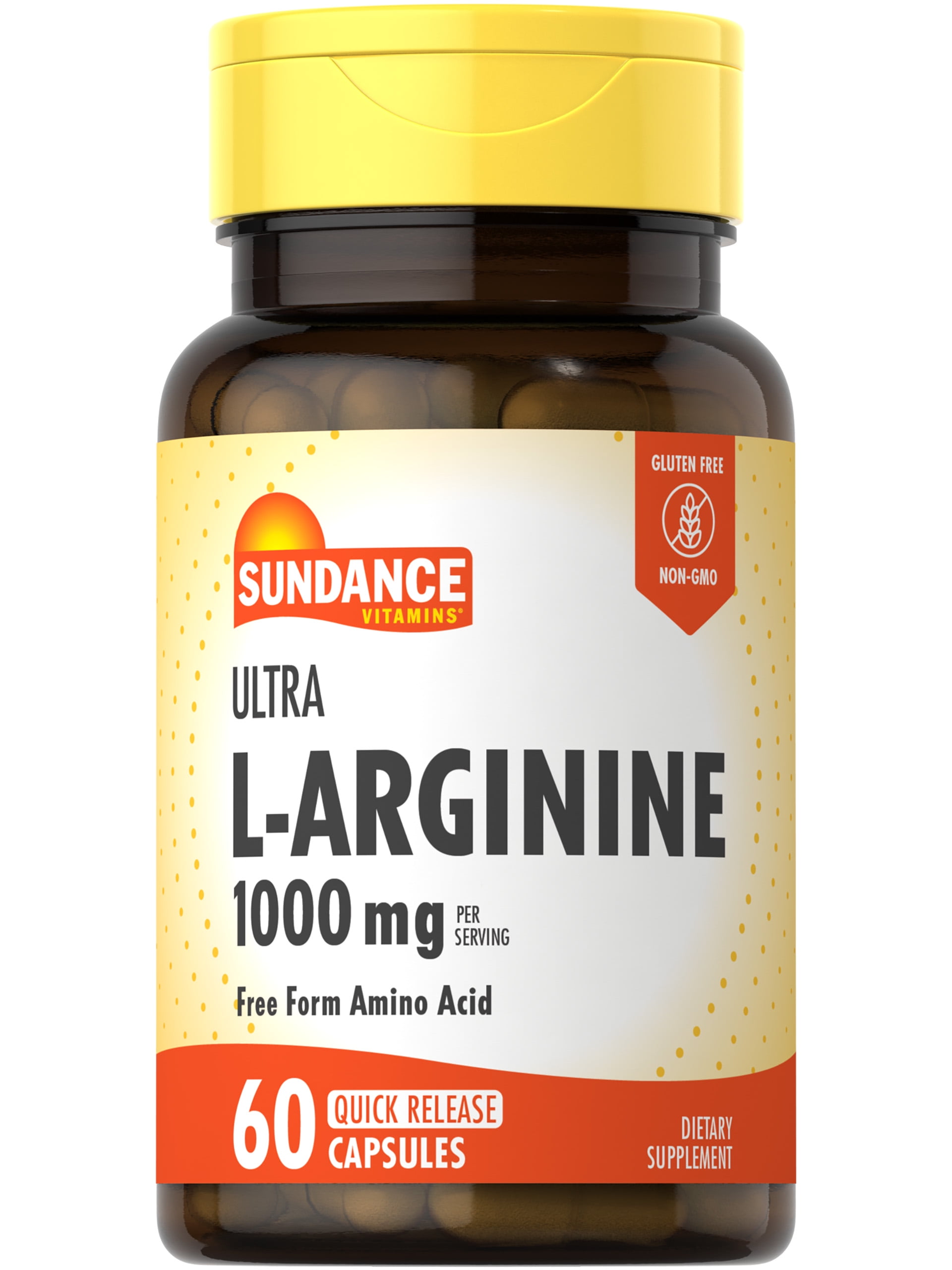 L-Arginine 1000mg | 60 Capsules | Free Form Amino Acid Supplement | Non-GMO  and Gluten Free