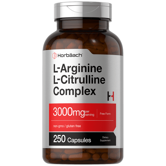 L-Arginine L-Citrulline Complex | 3000mg | 250 Capsules | by Horbaach