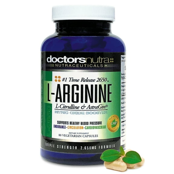 L-Arginine L-Citrulline Extra Strength Over 2,650 Milligrams by Doctors Nutra Nutraceuticals - Nitric Oxide Booster - Plus Patented Astragin for Greater Absorption with Added DIM - 80 Count Bottle
