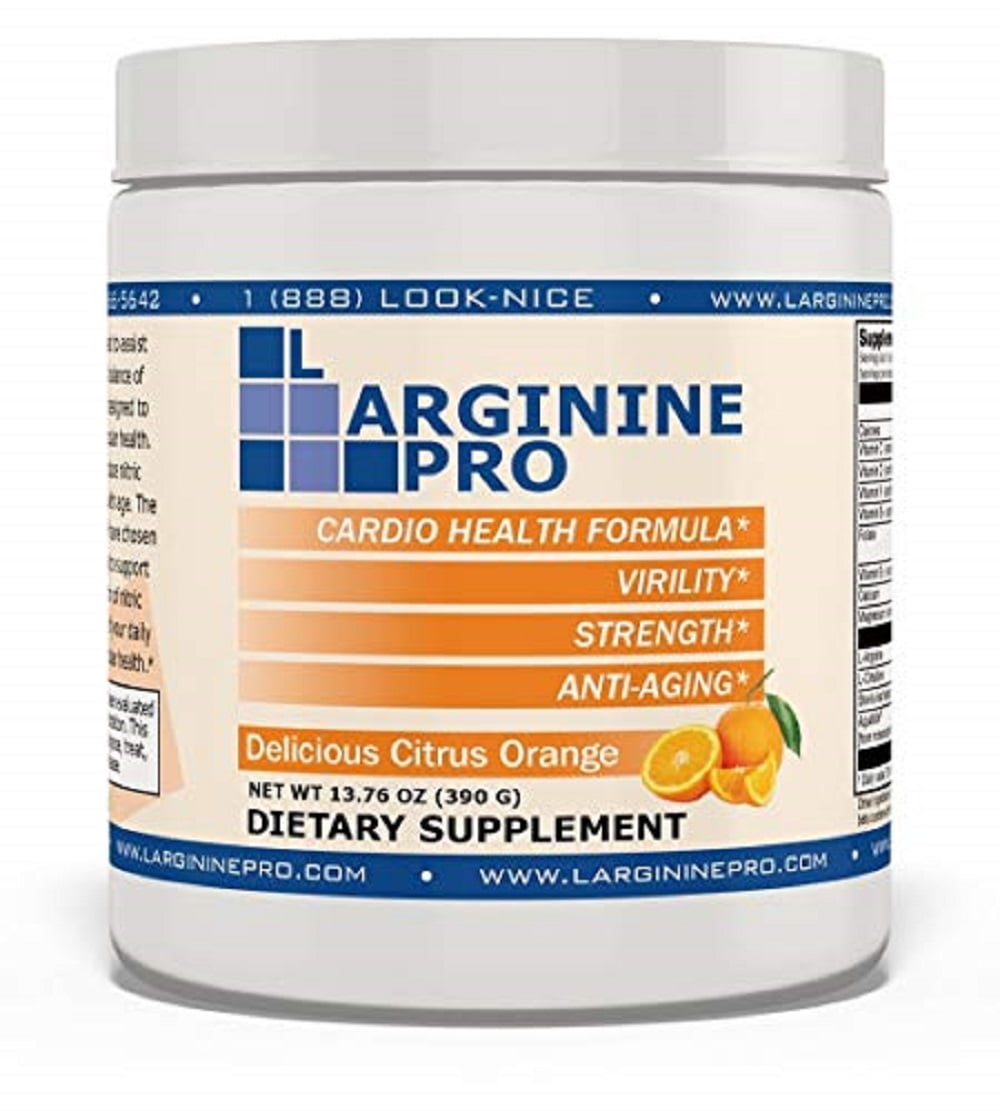 L-Arginine Pro Powder - 5500mg L-Arginine, 1100mg L-Citrulline Cardio Health (Citrus Orange, 1 Jar)