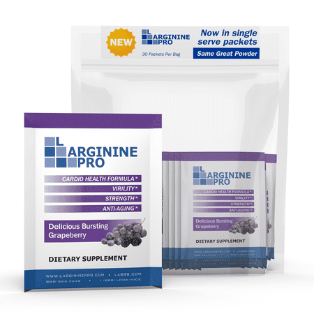L-Arginine Pro Powder - 5500mg L-Arginine, 1100mg L-Citrulline Cardio Health (Grapeberry, 1 Bag (30 Packets)