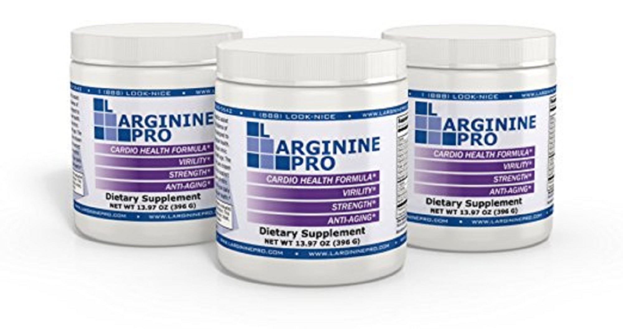 L-Arginine Pro Powder - 5500mg L-Arginine, 1100mg L-Citrulline Cardio Health (Grapeberry, 3 Jars)