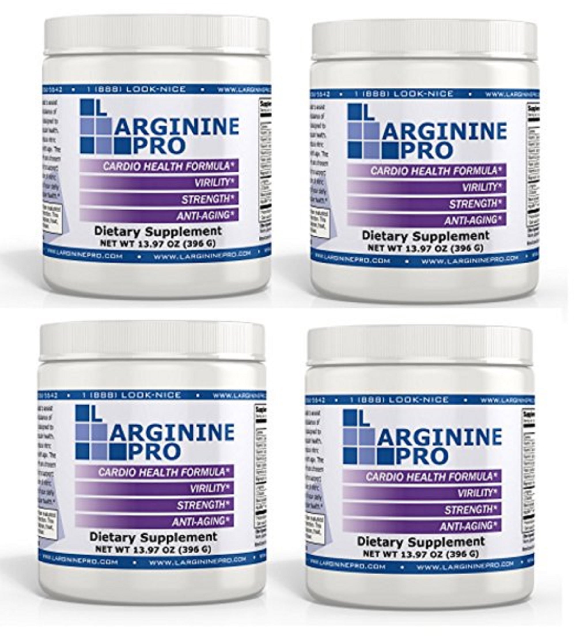 L-Arginine Pro Powder - 5500mg L-Arginine, 1100mg L-Citrulline Cardio Health (Grapeberry 4 Jars)