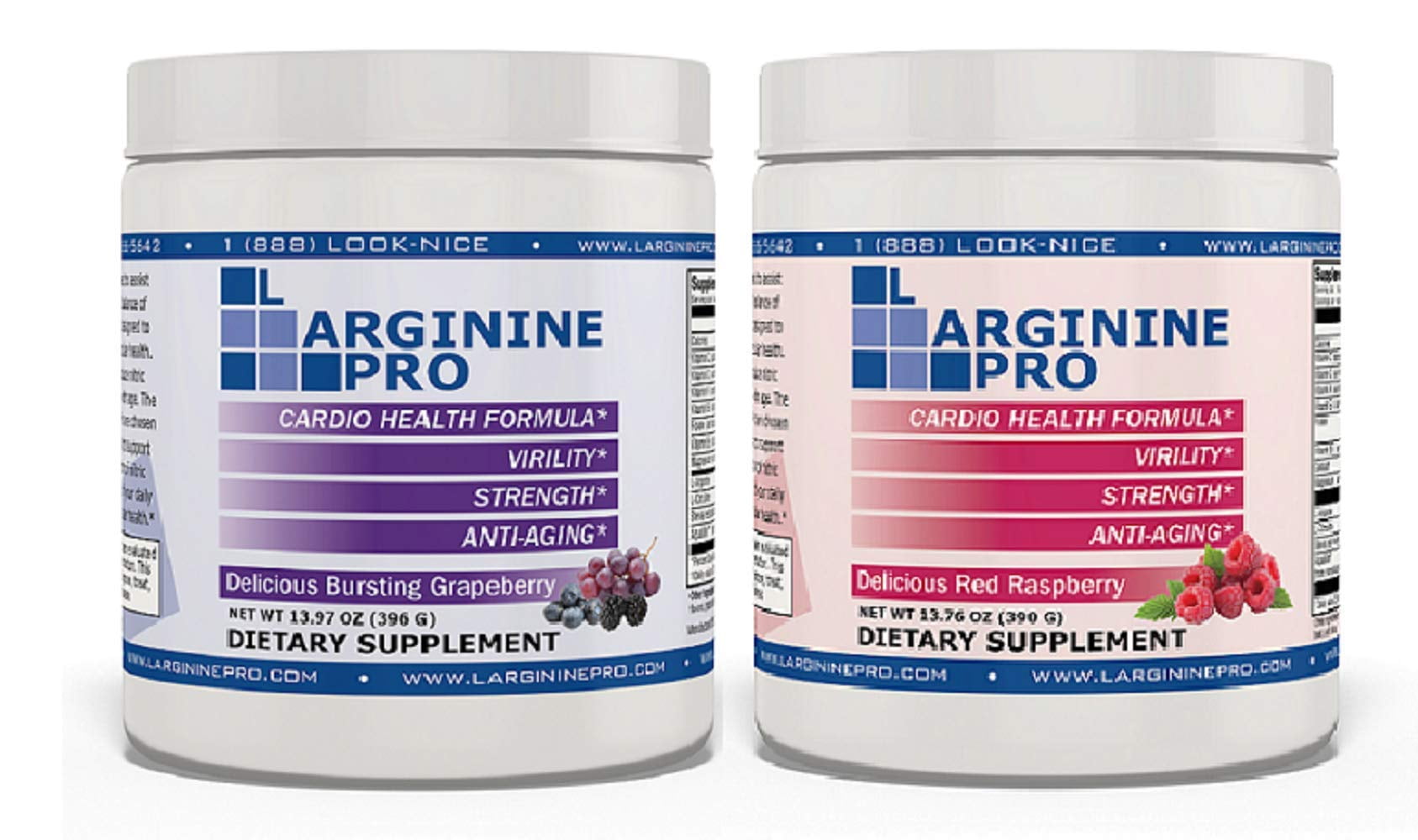 L-Arginine Pro Powder - 5500mg L-Arginine, 1100mg L-Citrulline Cardio Health (Grapeberry Jar / Raspberry Jar)