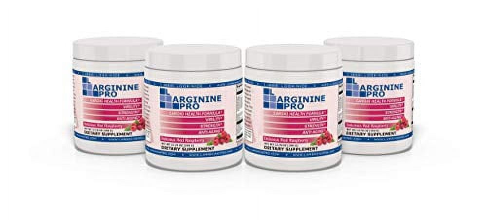 L-Arginine Pro Powder - 5500mg L-Arginine, 1100mg L-Citrulline Cardio Health (Raspberry, 4 Jars)