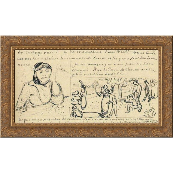 L'Arlesienne, Portrait of Madame Ginoux 24x20 Gold Ornate Wood Framed Canvas Art by Vincent van Gogh