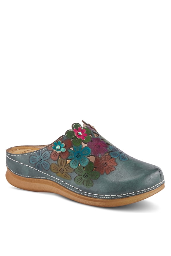 L’Artiste AUGI Hand-Painted Floral Leather Clog Wedge