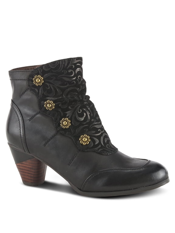 L`Artiste Belgard Women's Bootie with Vintage Embossed Leather Detail