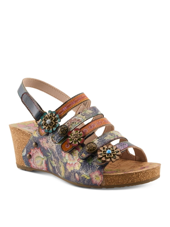 L`Artiste Buckleitup Women’s Floral Wedge with Supportive Cushioned Comfort