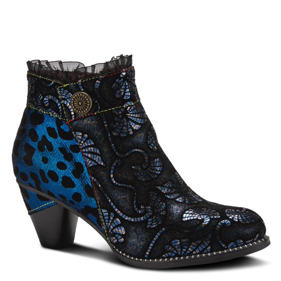 L`Artiste Dessa Women's Bootie with Eye-catching Metallic & Animal Print Design
