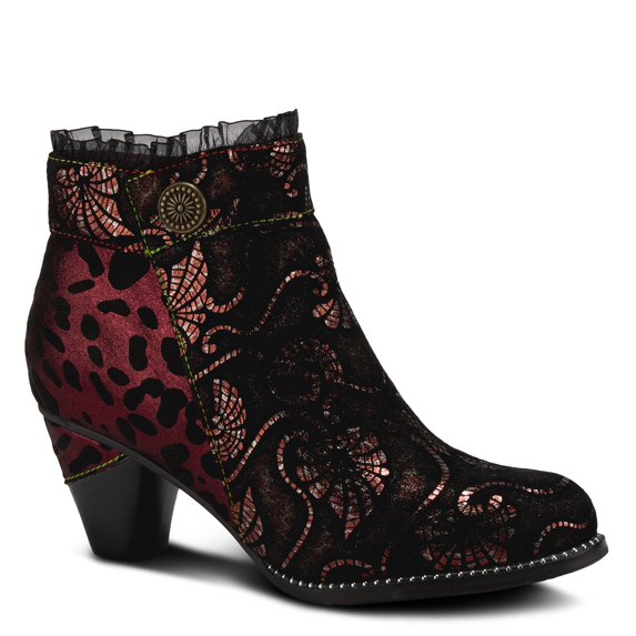 L`Artiste Dessa Women's Bootie with Eye-catching Metallic & Animal Print Design