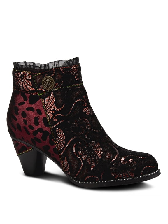 L`Artiste Dessa Women's Bootie with Eye-catching Metallic & Animal Print Design