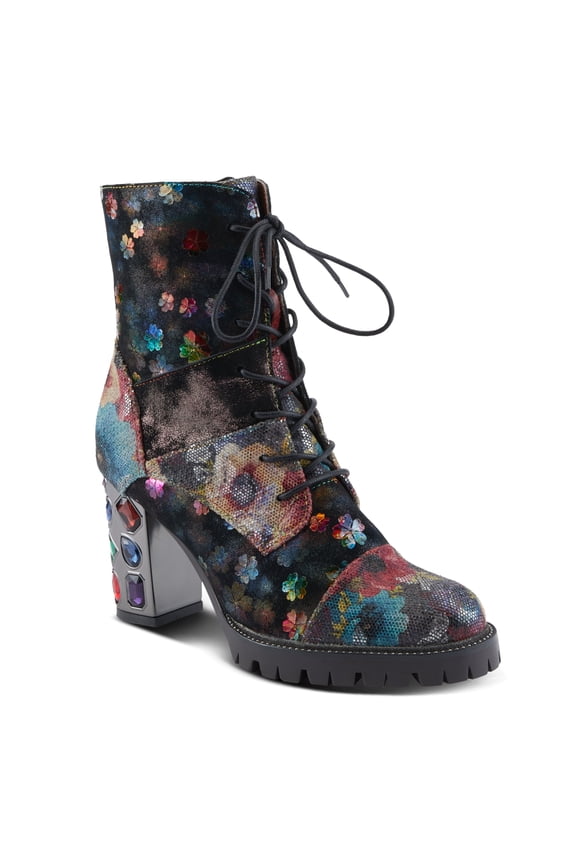 L`Artiste Flutterbank Women's Boots with Show-stopping Gemstone Heel & Whimsical Style