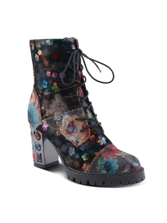 L`Artiste Flutterbank Women's Boots with Show-stopping Gemstone Heel & Whimsical Style