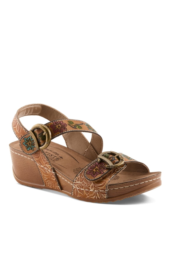 L`Artiste Gottaget Women’s Wedge Sandal with Hand-painted Style & Comfort