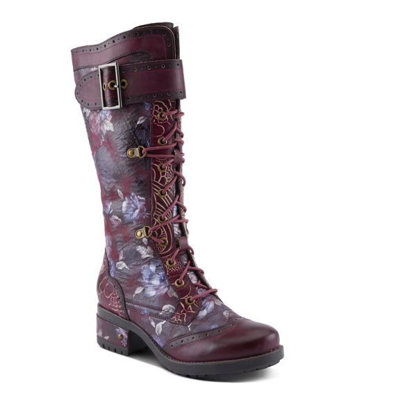 L'Artiste Kisha Boss Calf High Leather Boots – Hand-Painted Comfort