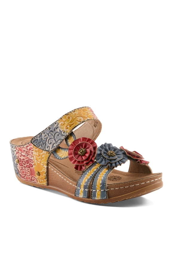 L`Artiste Ohsosweet Women’s Floral Leather Wedge with Soft Cushioned Insole