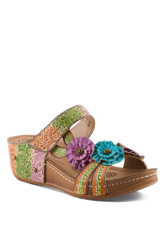 L`Artiste Ohsosweet Women’s Floral Leather Wedge with Soft Cushioned Insole