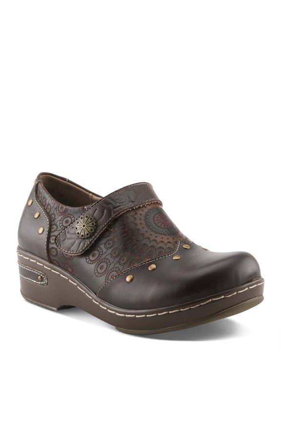 L`Artiste Shaded Women's Clog with Artisan Hand-painted Leather for Unique Comfort