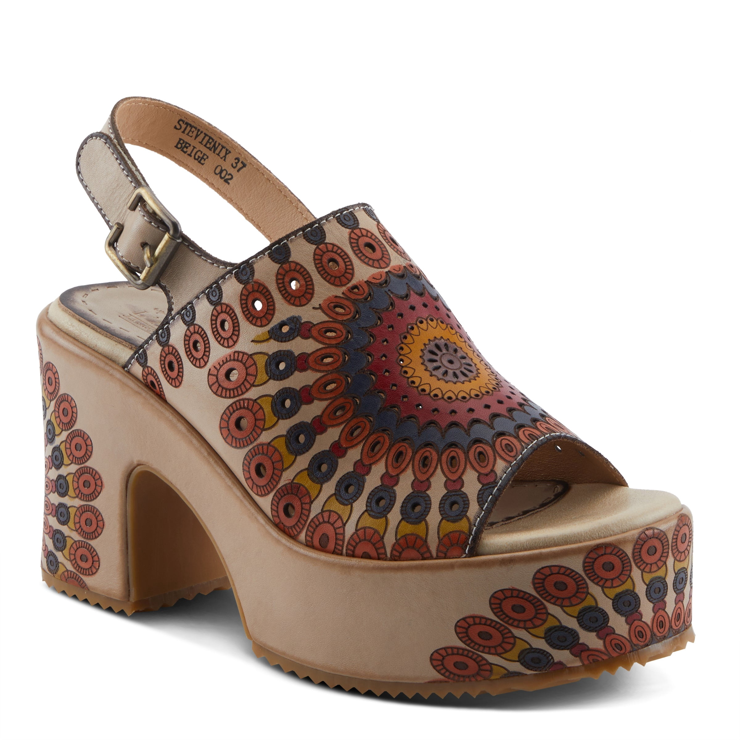 イッタラ　オイバトイッカSuvisrri/Summer Stint L'Artiste Stevienix Hand-Painted Leather Platform Sandal with