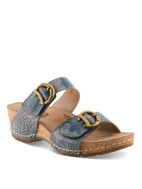 L`Artiste Thebrassring Women’s Leather Sandal with Cushioned Wedge Comfort
