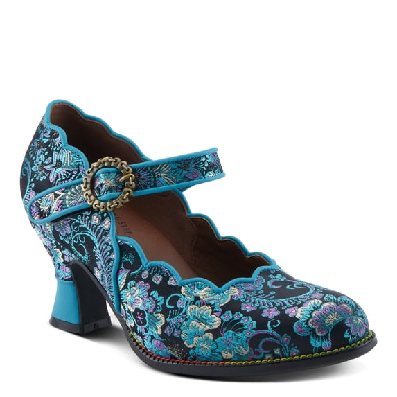 L`Artiste Adodora Women's Mary Jane Pump with Elegant Floral Tapestry Design