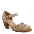 thumbnail image 1 of L'Artiste Women's NIOBELLA Hand-Painted Hook-and-Loop Mary Jane – Geometric Design, Decorative Buckle, Faux Stacked Heel, 1 of 8