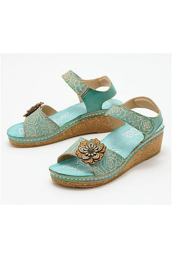 by Spring Step Leather Wedge Sandals - Cuteness