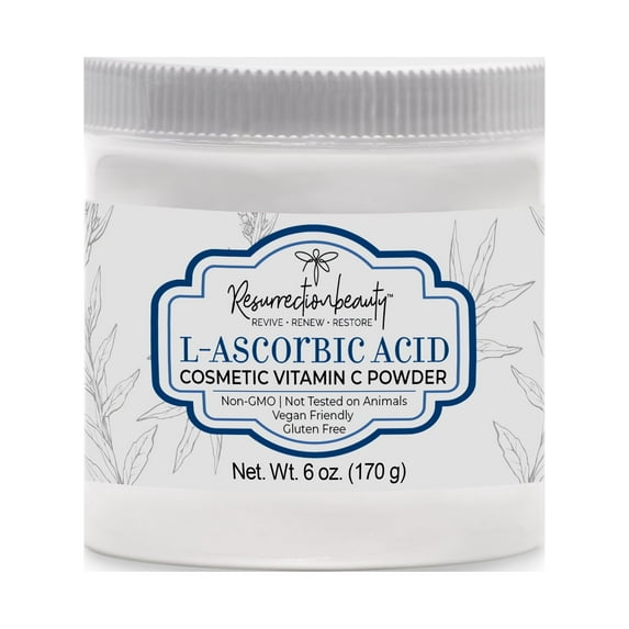 100% Pure L-Ascorbic Acid (Cosmetic Vitamin C Powder for Face) to Make Your Own Serum & Mask 6oz