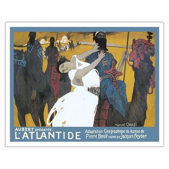 L’Atlantide - Directed by Jacques Feyder - From the Novel by Pierre Benoit - Vintage Film Movie Poster by Manual Orazi c.1921 - Fine Art Matte Paper Print (Unframed) 11x14in