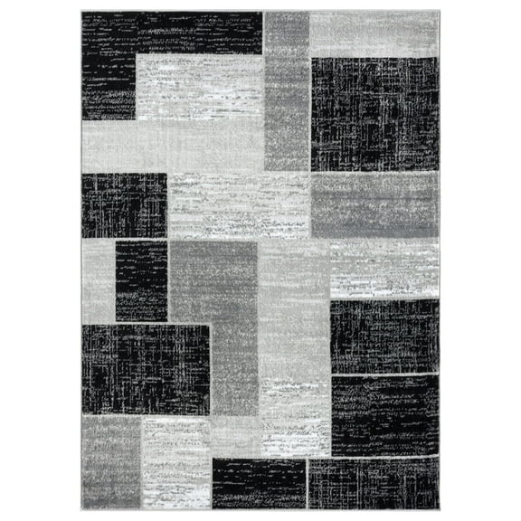 L'Baiet Verena Geometric Area Rug Black Grey 4' x 6' Medium Area Rugs Carpet for Living Room, Bedroom, Dining Table, Office, Hallway, Foyer | Neutral Colorful Modern Abstract Home Decor