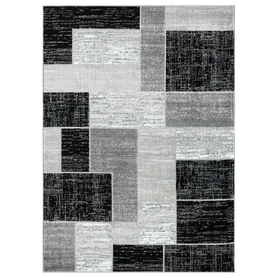 L'Baiet Verena Geometric Area Rug Black Grey 4' x 6' Medium Area Rugs Carpet for Living Room, Bedroom, Dining Table, Office, Hallway, Foyer | Neutral Colorful Modern Abstract Home Decor