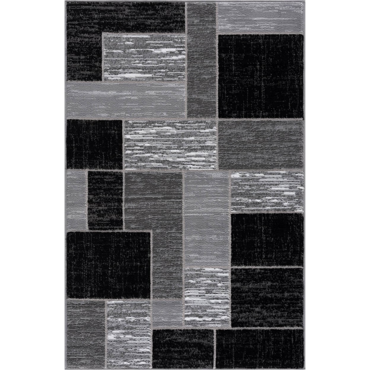 Verena Black and Gray Geometric 4' x 6' Synthetic Area Rug