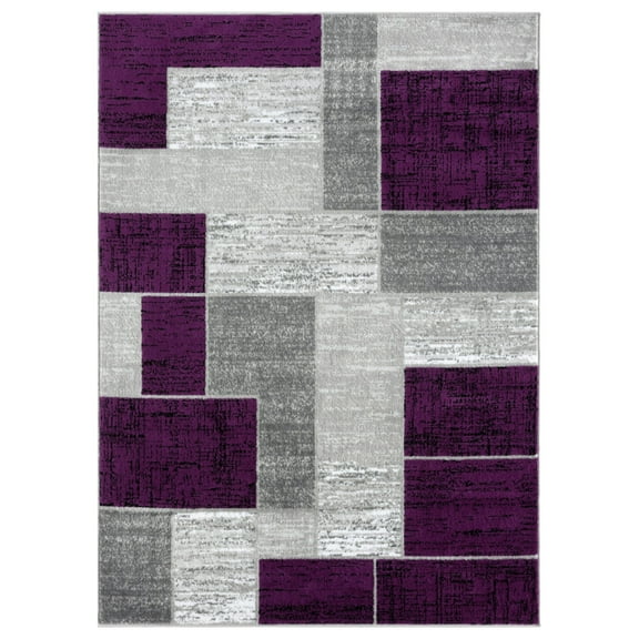 L'Baiet Verena Geometric Area Rug Purple Grey 4' x 6' Medium Area Rugs Carpet for Living Room, Bedroom, Dining Table, Office, Hallway, Foyer | Neutral Colorful Modern Abstract Home Decor
