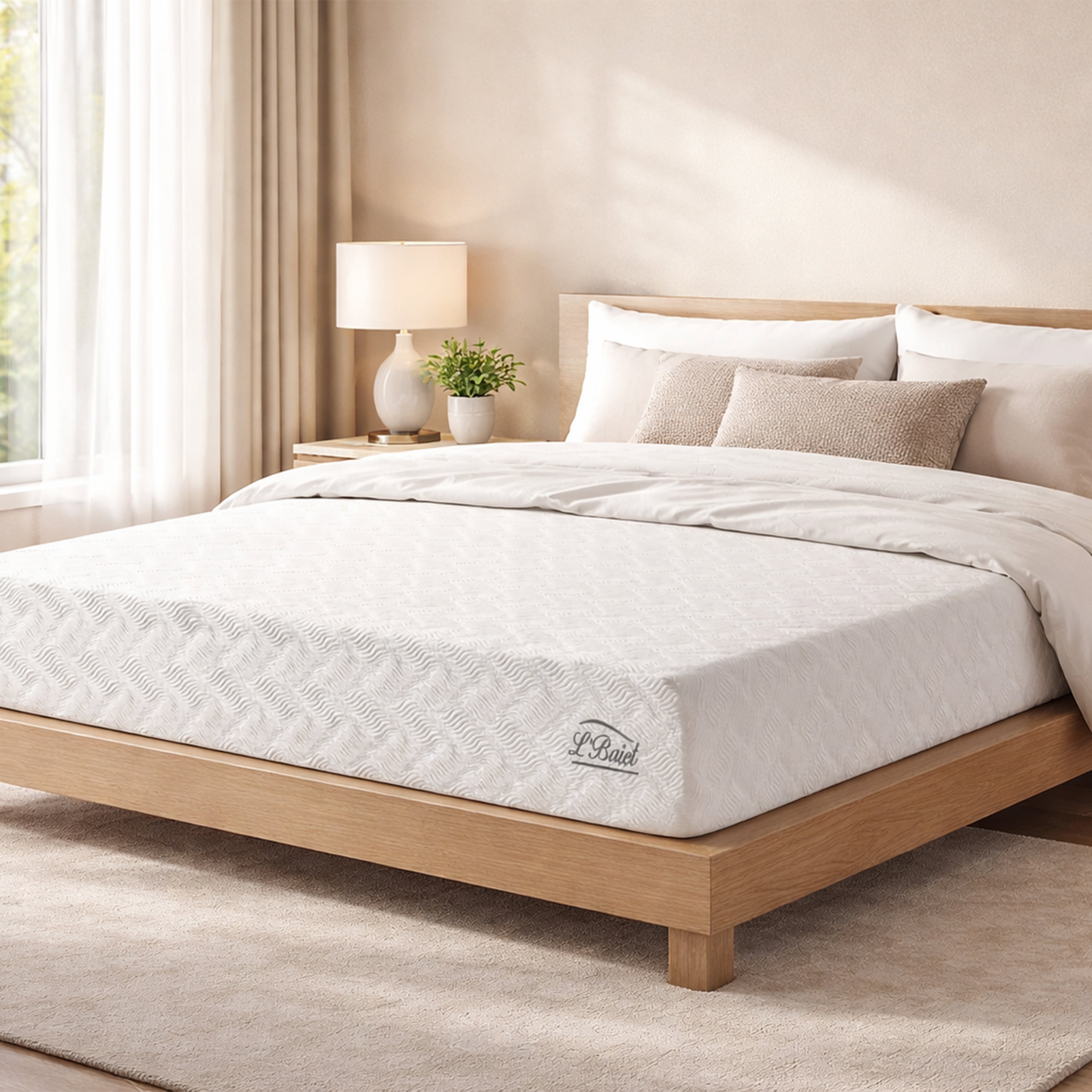 L’Baiet Twin size 6-inch Memory Foam Mattress, Medium Firm, Gel Infused Top Layer, CertiPUR-US Certified Foam, OEKO-Tex Cover, Bed-in-a-Box