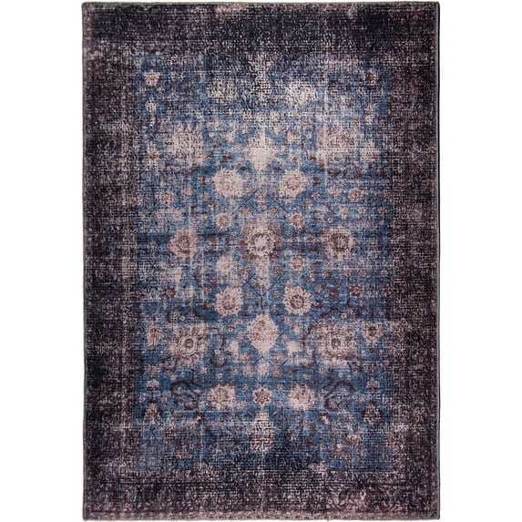 L'Baiet Amelie Abstract Washable Area Rug Blue 8' x 10' Large Big Rugs Carpet for Living Room, Bedroom, Kitchen, Entryway, Nursery, Playroom, Office | Boho Aesthetic Modern Colorful Home Decor