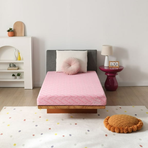 L'Baiet Cooling Memory Foam Mattress | 6" Twin Size | Pink | Medium Firm | Bed in a Box | Breathable Plush Cool Memory Support | CertiPUR-US Certified | Fiberglass Free | Safe for Kids and Adults