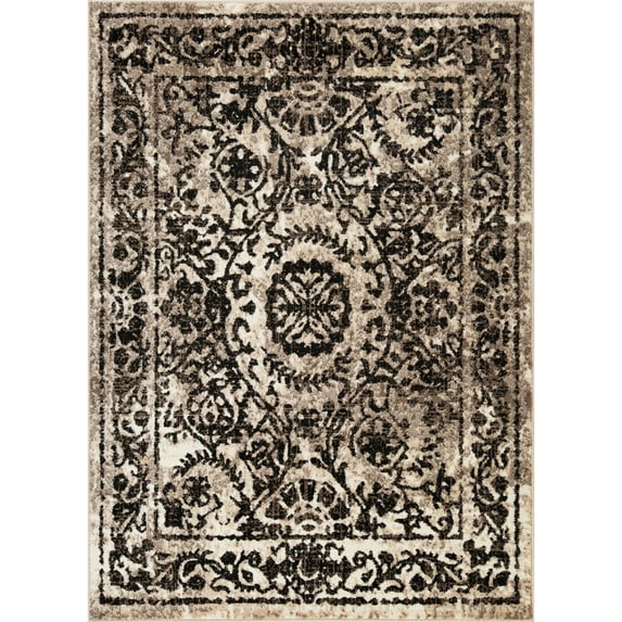 L'Baiet Emilia Black Traditional 5 ft. x 7 ft. Area Rug