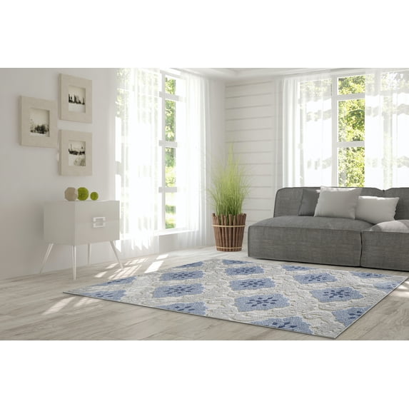 L'Baiet Florence Blue Patterned 4' x 6' Rug